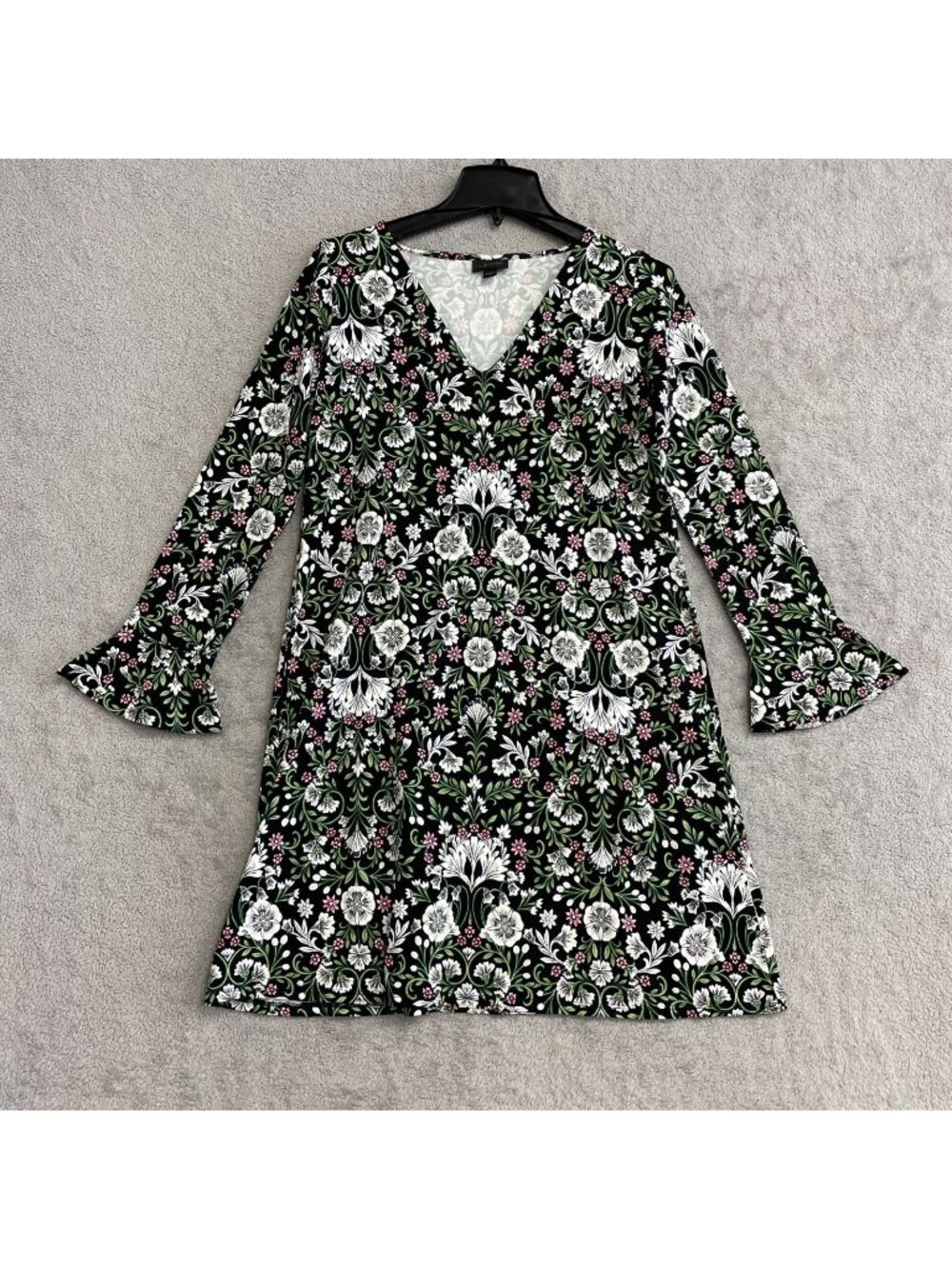 J.Jill Wearever Collection Women's XS Black Floral A-Line Mini Dress P0022